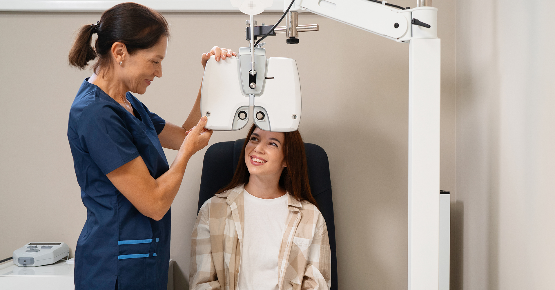 woman getting eye exam