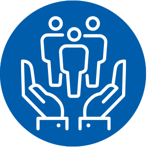 hands holding up employees icon