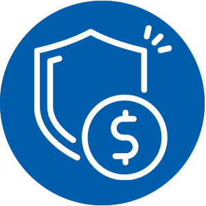 Financial Protection icon depicting a shield and money