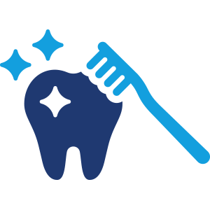tooth being brushed by a toothbrush icon