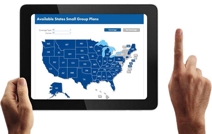 hands holding an ipad with a network map of the united states